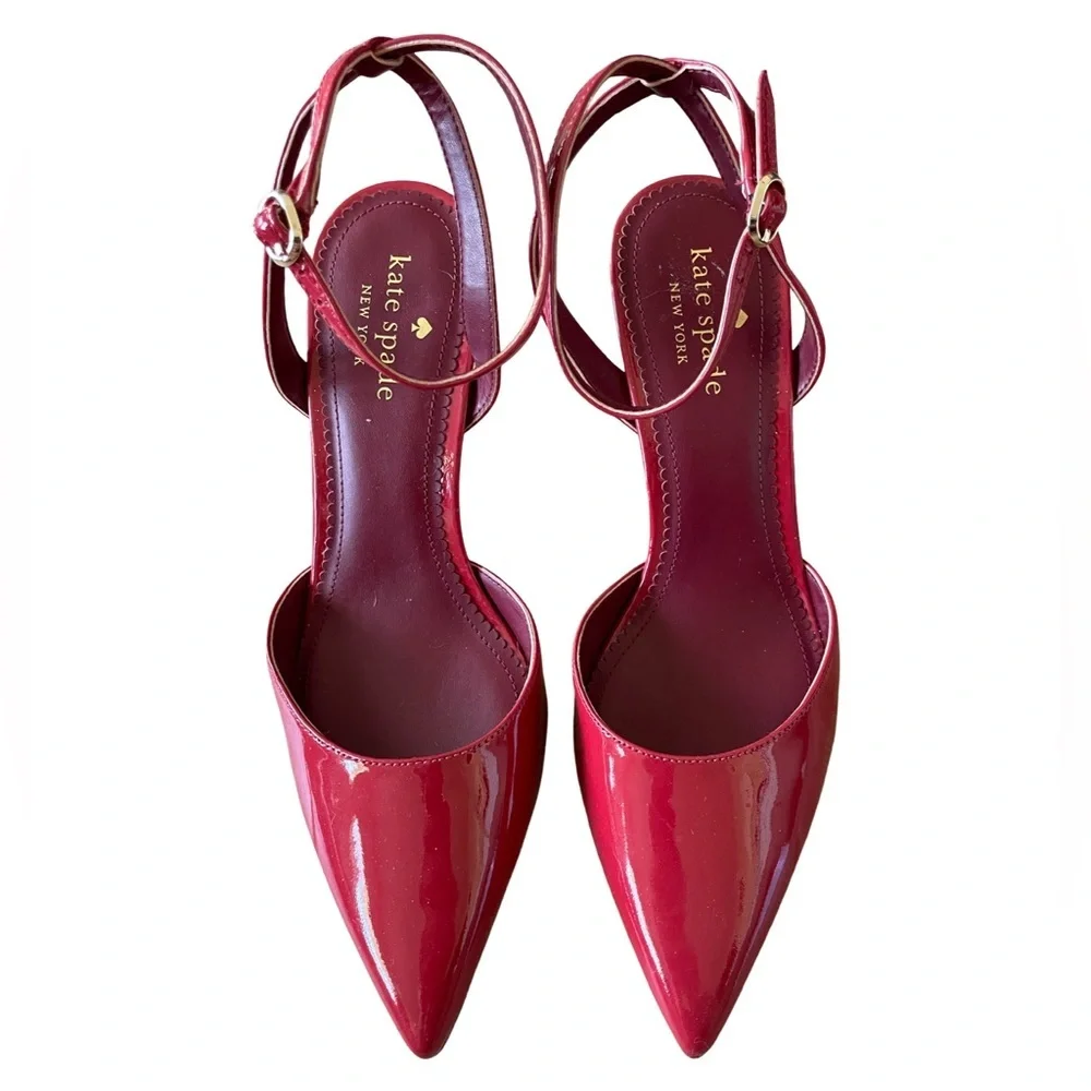 Kate Spade New York Red Patent Leather Ankle Strap Heels Size 8.5